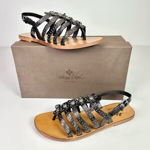 Patricia Nash Women’s Gladiator Sandals 9.5 Italian Leather  Erba in Black NEW